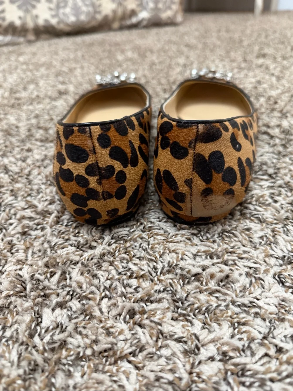 Sole Society Leopard Print Flats with Crystal Buckle - Tan/Black